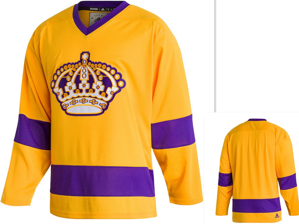 Men's Los Angeles Kings Blank Yellow Adidas Stitched Hockey Jersey