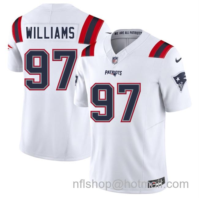 Youth New England Patriots #97 Milton Williams White 2025 F.U.S.E Vapor Limited Stitched Football Jersey