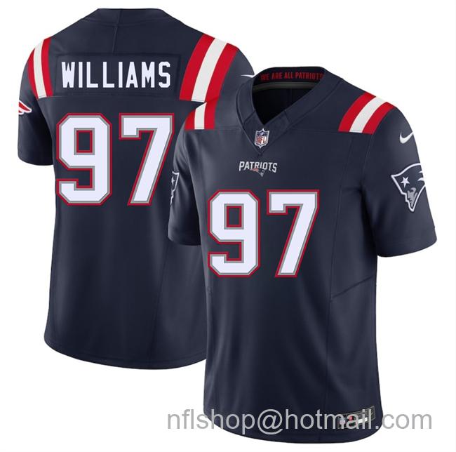 Youth New England Patriots #97 Milton Williams Navy 2025 F.U.S.E Vapor Limited Stitched Football Jersey