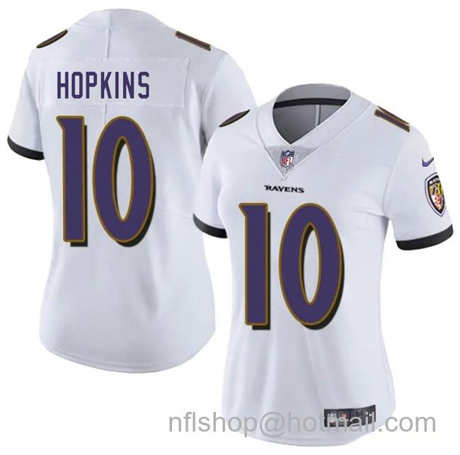 Women's Baltimore Ravens #10 DeAndre Hopkins White Vapor Football Jersey(Run Small)