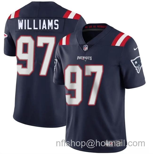 Men's New England Patriots #97 Milton Williams Navy 2025 Vapor Limited Stitched Football Jersey