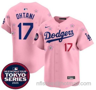 Youth Los Angeles Dodgers #17 Shohei Ohtani Pink 2025 Tokyo Series Limited Stitched Baseball Jersey