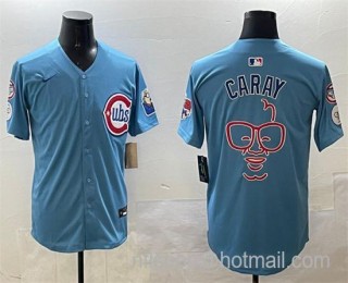 Men's Chicago Cubs Blue Harry Caray 'Holy Cow' Patch 2024-25 2nd Alternate Limited Stitched Baseball Jersey