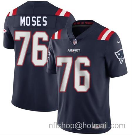 Men's New England Patriots #76 Morgan Moses Navy 2025 Vapor Limited Stitched Football Jersey