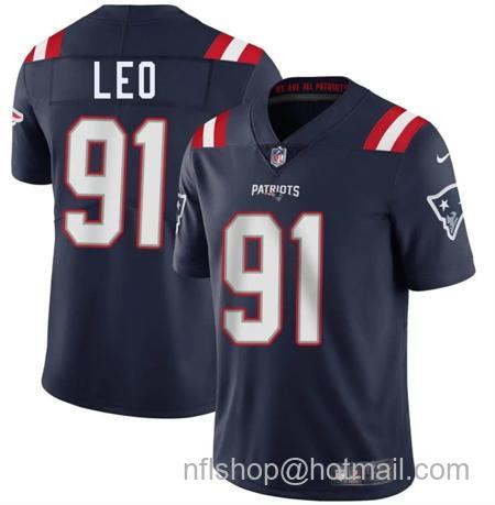 Men's New England Patriots #91 Titus Leo Navy 2025 Vapor Limited Stitched Football Jersey