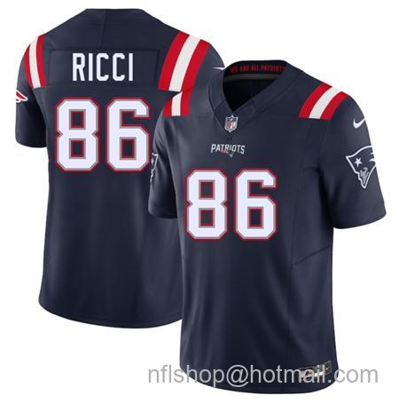 Men's New England Patriots #86 Giovanni Ricci Navy 2025 F.U.S.E. Vapor Limited Stitched Football Jersey