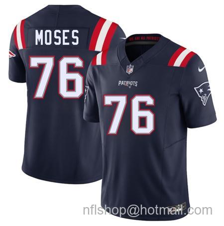 Men's New England Patriots #76 Morgan Moses Navy 2025 F.U.S.E. Vapor Limited Stitched Football Jersey