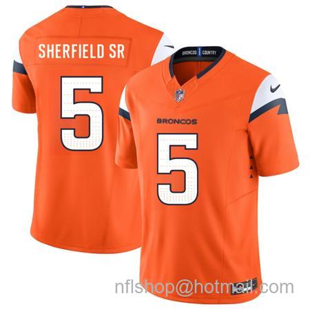 Men's Denver Broncos #5 Trent Sherfield Sr Orange 2025 F.U.S.E. Vapor Limited Stitched Football Jersey