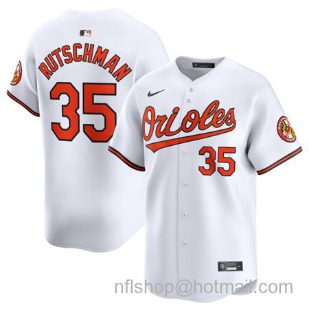 Men's Baltimore Orioles #35 Adley Rutschman White 2025 Home Limited Stitched Baseball Jersey