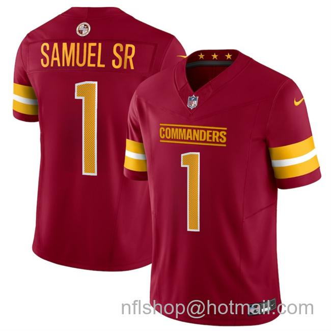 Youth Washington Commanders #1 Deebo Samuel Sr Burgundy 2025 F.U.S.E Vapor Limited Stitched Football Jersey