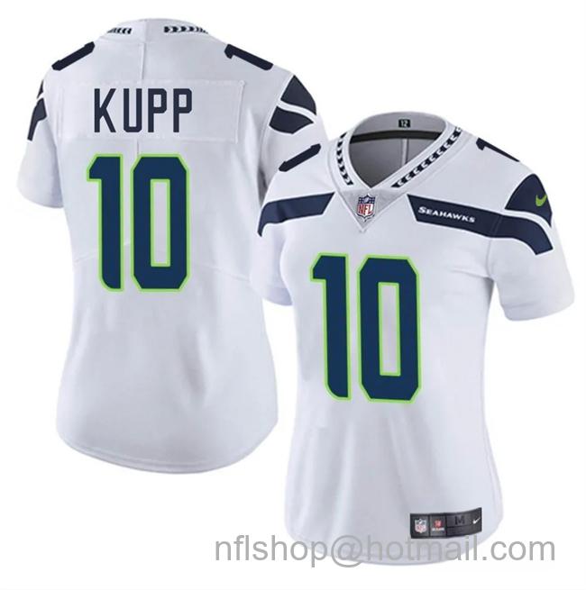 Women's Seattle Seahawks #10 Cooper Kupp White 2025 Vapor Limited Stitched Football Jersey(Run Small)