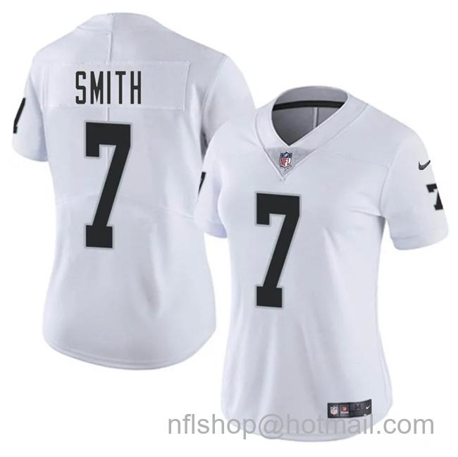 Women's Las Vegas Raiders #7 Geno Smith White 2025 Vapor Stitched Jersey(Run Small)