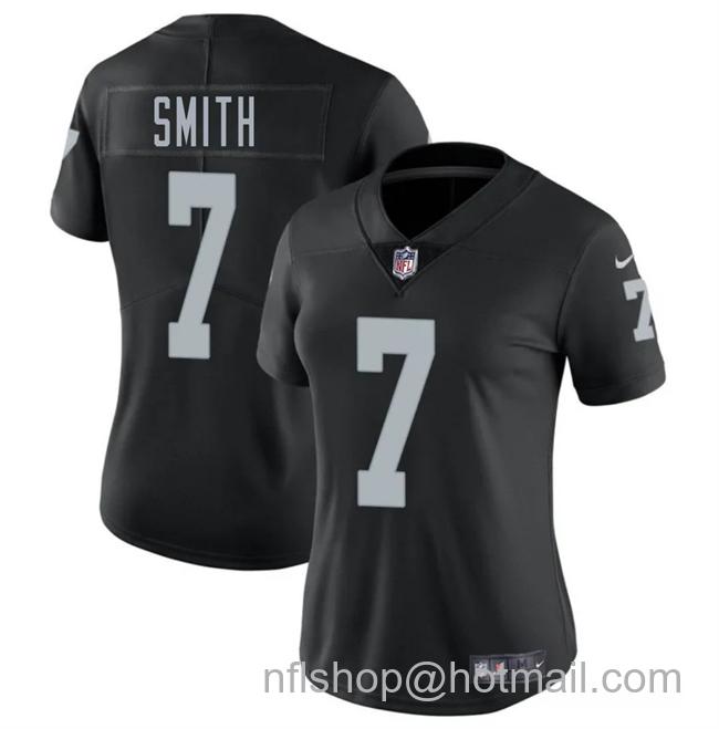 Women's Las Vegas Raiders #7 Geno Smith Black 2025 Vapor Stitched Jersey(Run Small)