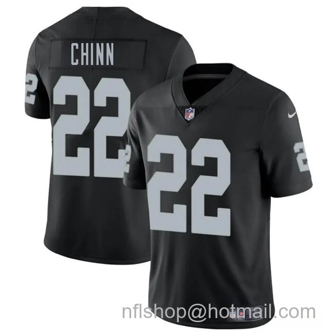 Men's Las Vegas Raiders #22 Jeremy Chinn Black 2025 Vapor Stitched Football Jersey