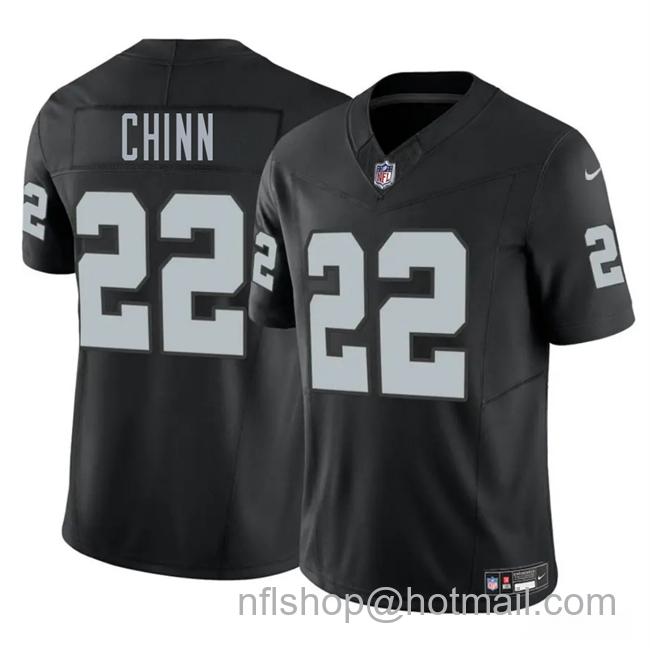 Men's Las Vegas Raiders #22 Jeremy Chinn Black 2025 F.U.S.E. Vapor Stitched Football Jersey