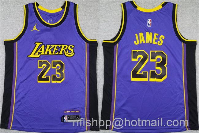 Youth Los Angeles Lakers #23 LeBron James Purple Stitched Basketball Jersey