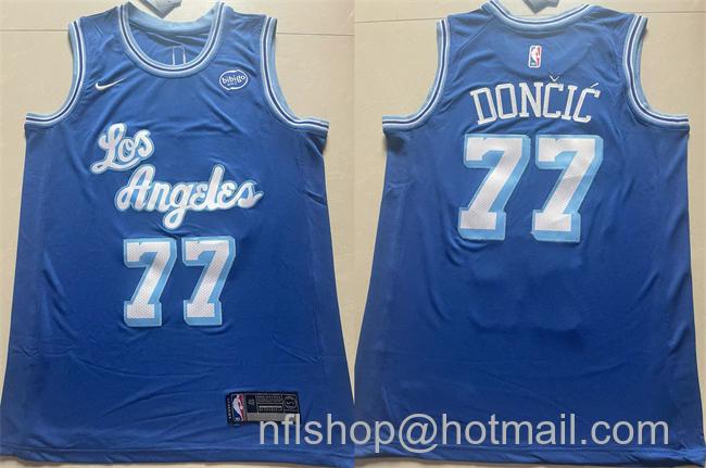 Men's Los Angeles Lakers #77 Luka Doncic Blue 2025 Stitched Basketball Jersey