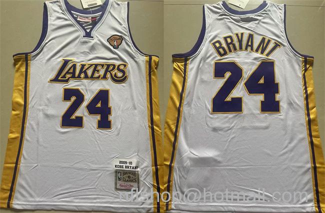 Men's Los Angeles Lakers #24 Kobe Bryant White 2009-10 Stitched Basketball Jersey