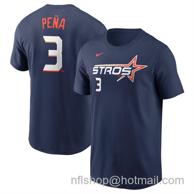 Men's Houston Astros #3 Jeremy Pena Navy 2025 City Connect Fuse Name & Number T-Shirt