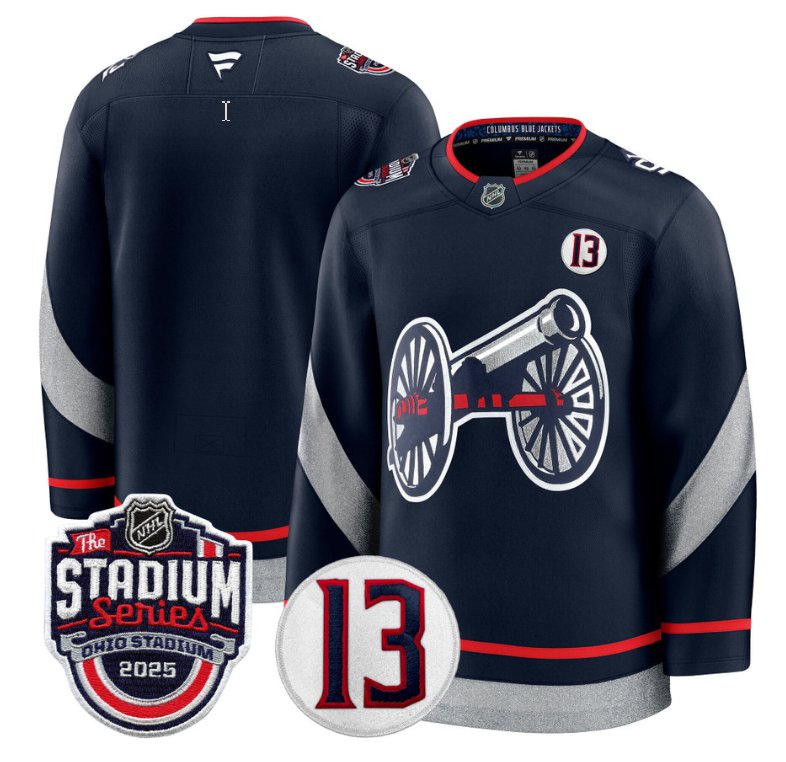 Men's Columbus Blue Jackets Blank Navy 2025 Stadium Series Patch Stitched Hockey Jersey