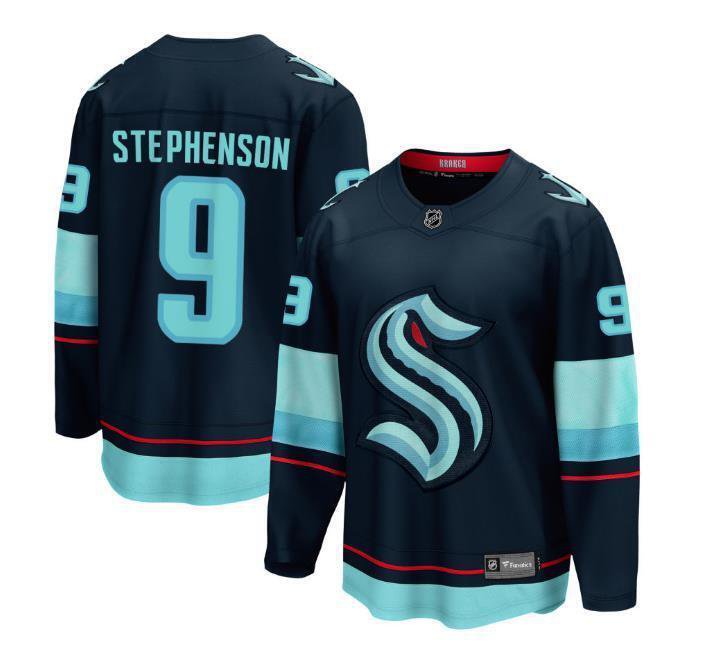 Men’s Seattle Kraken #9 Chandler Stephenson Navy Stitched Hockey Jersey