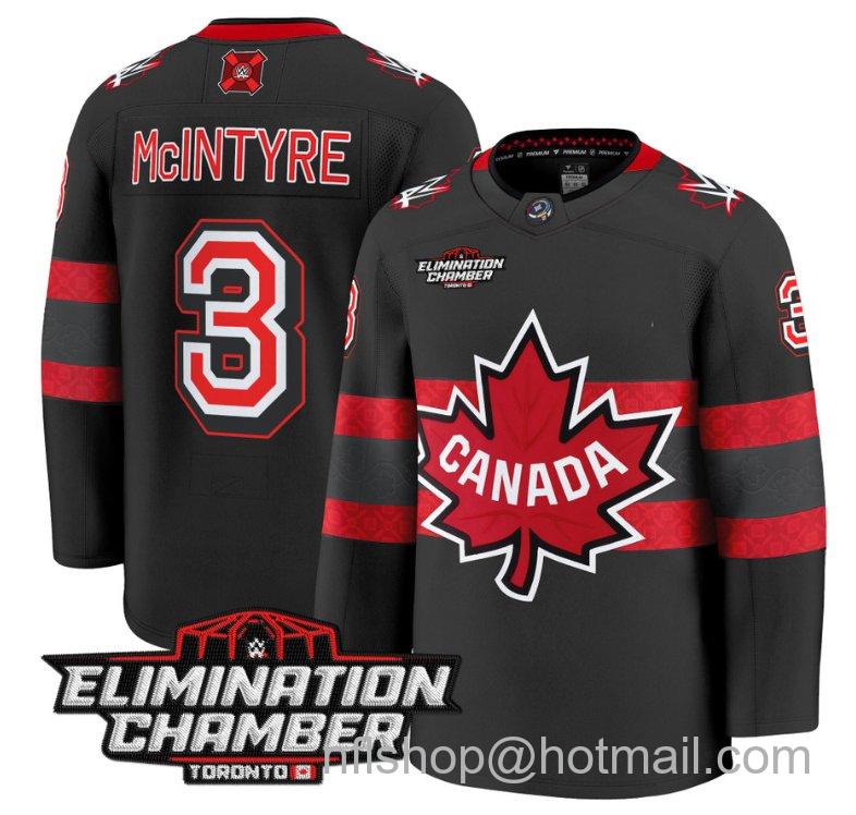 Men's Drew McIntyre Jersey #3 Elimination Chamber Toronto 2025 Stitched Black