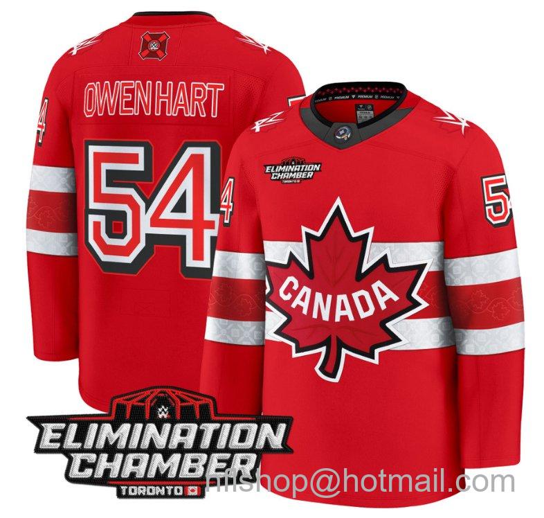 Men's Owen Hart Jersey #54 Elimination Chamber Toronto 2025 Premium Stitched Red