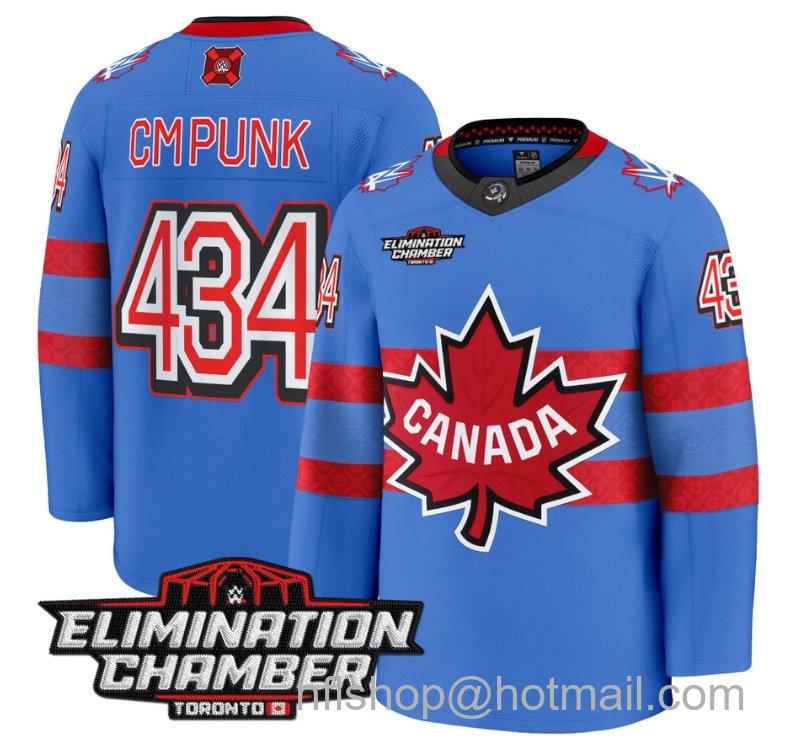 Men's CM Punk Jersey #434 Elimination Chamber Toronto 2025 Premium Stitched Royal