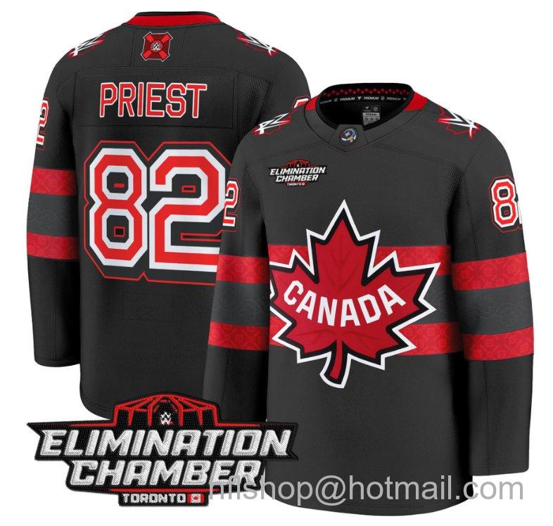 Men's Damian Priest Jersey #82 Elimination Chamber Toronto 2025 Stitched Black