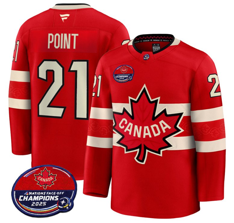 Men's Brayden Point Jersey #21 Canada 4 Nations Face-Off 2025 Champions V2 Red All Stitched