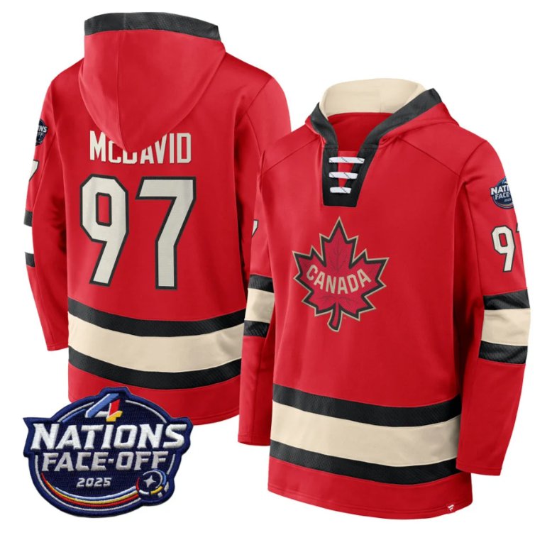 Men's Connor McDavid Hoodie #97 Canada 4 Nations Face-Off 2025 Pullover Stitched