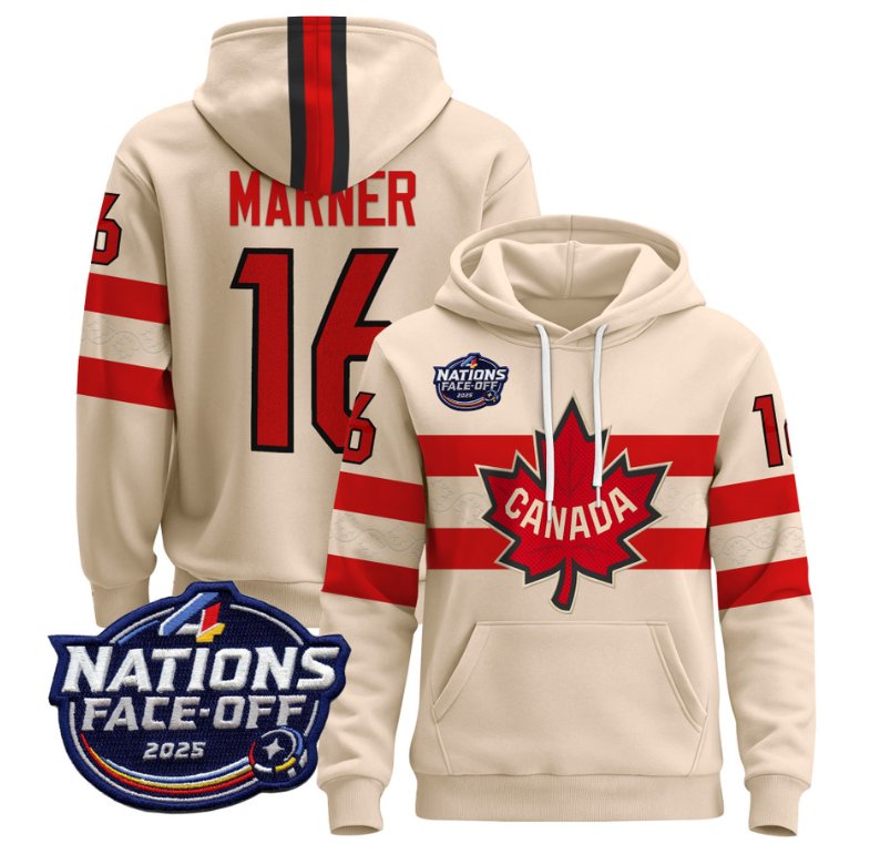 Men's Mitch Marner Hoodie #16 Canada 4 Nations Face-Off 2025 Pullover V2 Cream