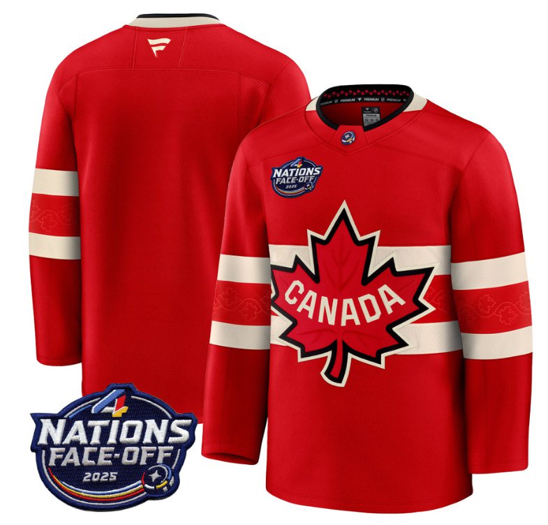 Men's Canada Blank Red 4 Nations Face-Off 2025 V2 Stitched Hockey Jersey