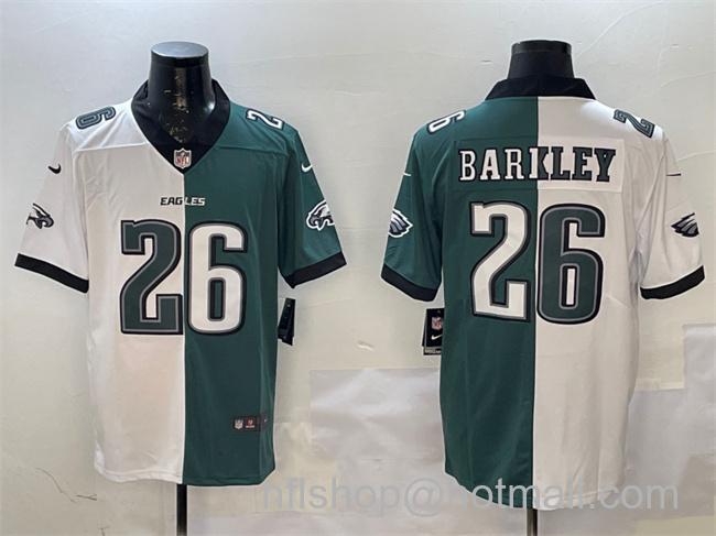 Men's Philadelphia Eagles #26 Saquon Barkley White & Green Split Vapor Untouchable Limited Stitched Football Jersey