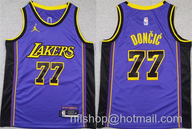 Youth Los Angeles Lakers #77 Luka Doncic Purple 2025 City Edition Stitched Basketball Jersey