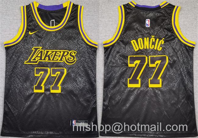 Youth Los Angeles Lakers #77 Luka Doncic Black 2025 City Edition Stitched Basketball Jersey