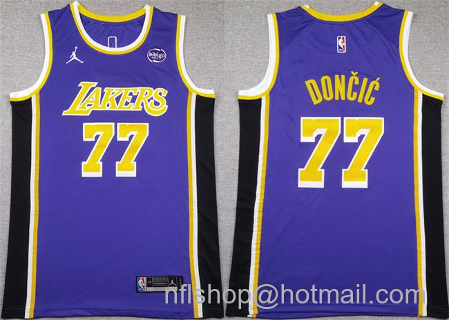 Men's Los Angeles Lakers #77 Luka Doncic Puple 2025 Stitched Basketball Jersey