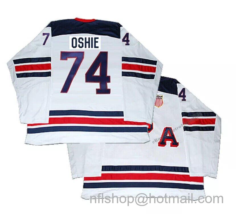 Men's 2016 Team USA #74 T.J. Oshie Ice Hockey Jersey All Stitched White