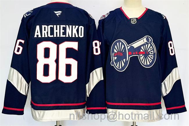 Men's Columbus Blue Jackets #86 Kirill Marchenko Navy 2025 Stadium Series Patch Stitched Hockey Jersey