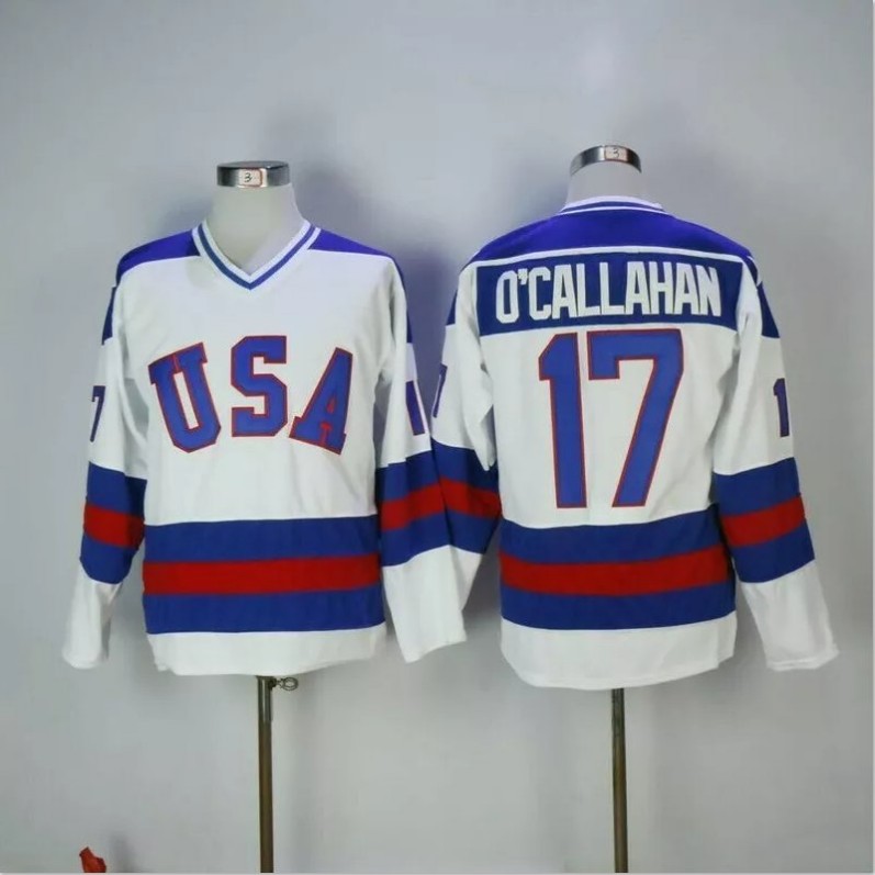 Men's Jack OCallahan Jersey #17 1980 Miracle On Ice White All Stitched