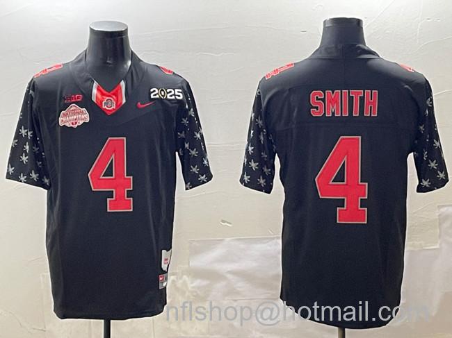 Men's Ohio State Buckeyes #4 Jeremiah Smith Black 2025 CFP Final With National Champions Patch F.U.S.E. Vapor Limited Stitched Football College Football Jersey