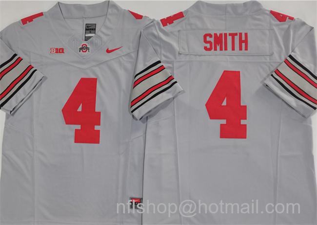 Men's Ohio State Buckeyes #4 Jeremiah Smith Grey 2025 F.U.S.E. Limited Stitched College Football Jersey