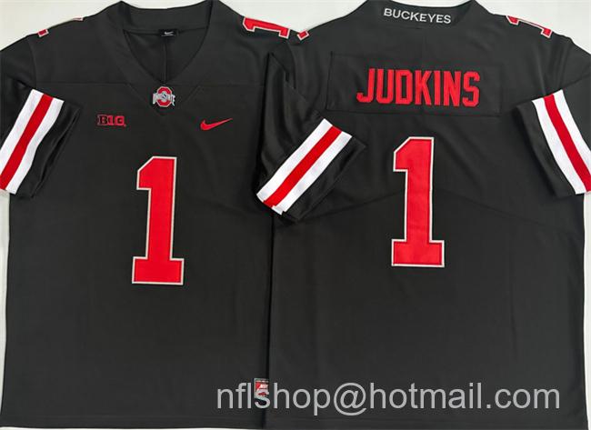 Men's Ohio State Buckeyes #1 Quinshon Judkins Black Limited Stitched College Football Jersey