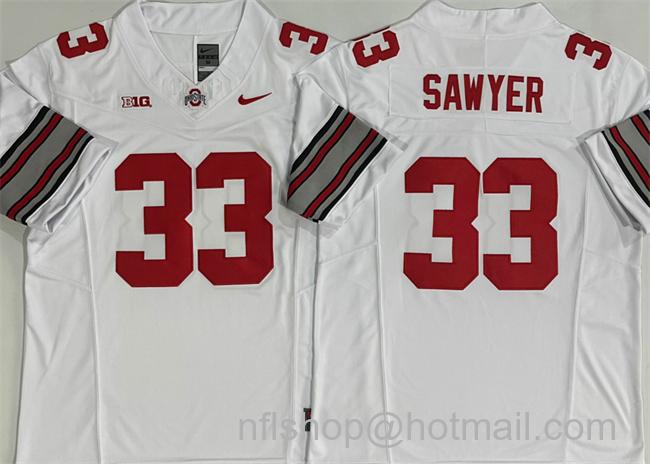 Men's Ohio State Buckeyes #33 Jack Sawyer White 2025 F.U.S.E. Limited Stitched College Football Jersey