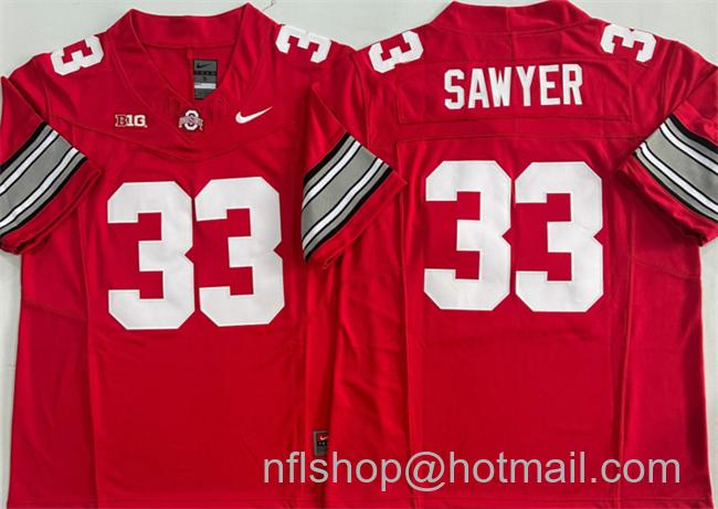 Men's Ohio State Buckeyes #33 Jack Sawyer Red 2025 F.U.S.E. Limited Stitched College Football Jersey