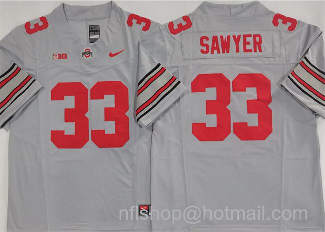 Men's Ohio State Buckeyes #33 Jack Sawyer Grey 2025 F.U.S.E. Limited Stitched College Football Jersey