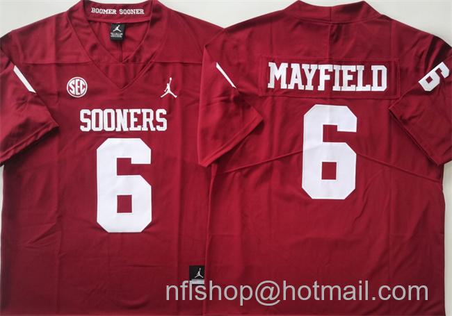 Men's Oklahoma Sooners #6 Baker Mayfield Red Stitched College Football Jersey