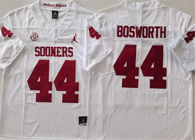 Men's Oklahoma Sooners #44 Brian Bosworth White Stitched College Football Jersey