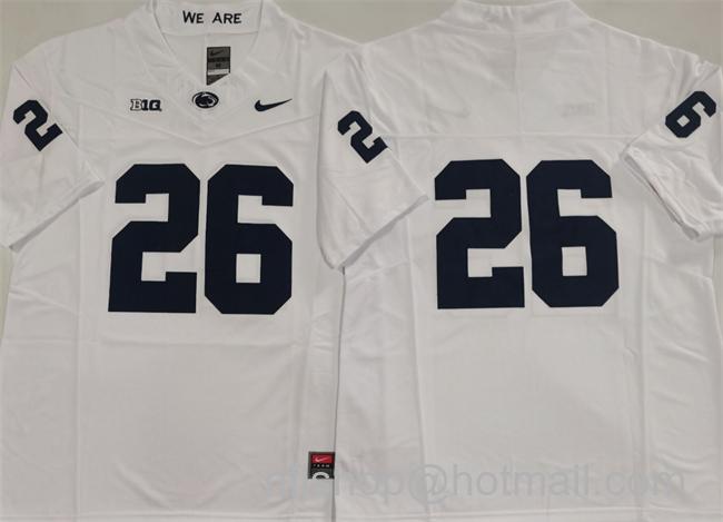 Men's Penn State Nittany Lions #26 Saquon Barkley White 2024 F.U.S.E. No Name Stitched College Football Jersey