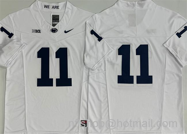 Men's Penn State Nittany Lions #11 Abdul Carter White 2024 F.U.S.E. No Name Stitched College Football Jersey